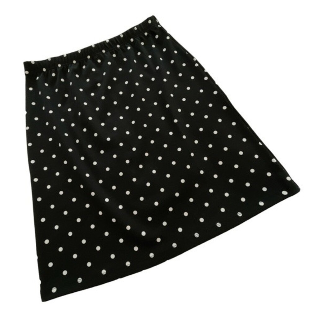 Talbots Black White Skirt Pull On Elastic Waist PolkaDot A-Line‎ Size Small